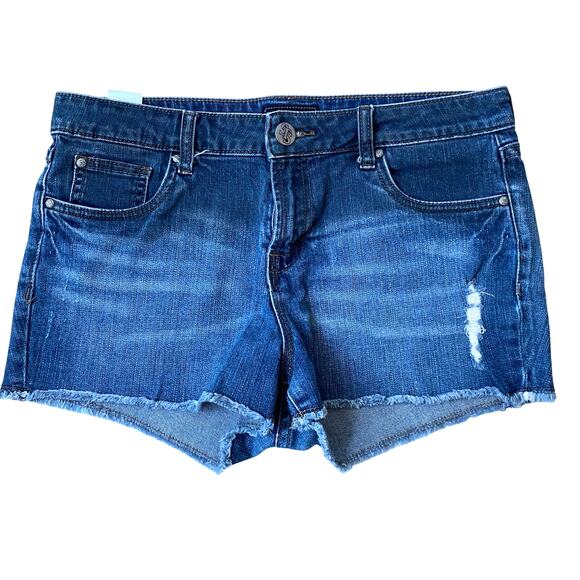STS BLUE Denim Shorts Jr Women 9 Blue Ombre Wash Distressed Cut Off Raw Hem - Picture 1 of 10